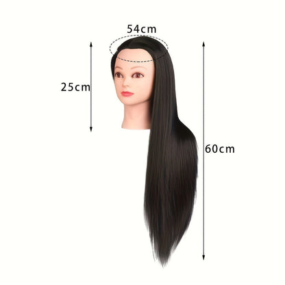 Long-Hair Cosmetology Mannequin Head in Brown or Blonde with Pictured 21.26-Inch Overall Height for Styling Practice