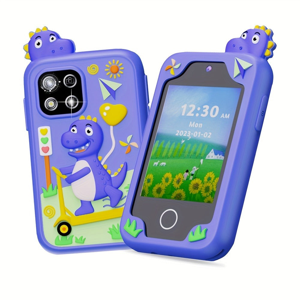 Kids Dinosaur Toy Phone with 8GB, HD Touchscreen & Dual Camera – Educational Travel Toy Cell Phone for Boys & Girls, Birthday Halloween Christmas Gift
