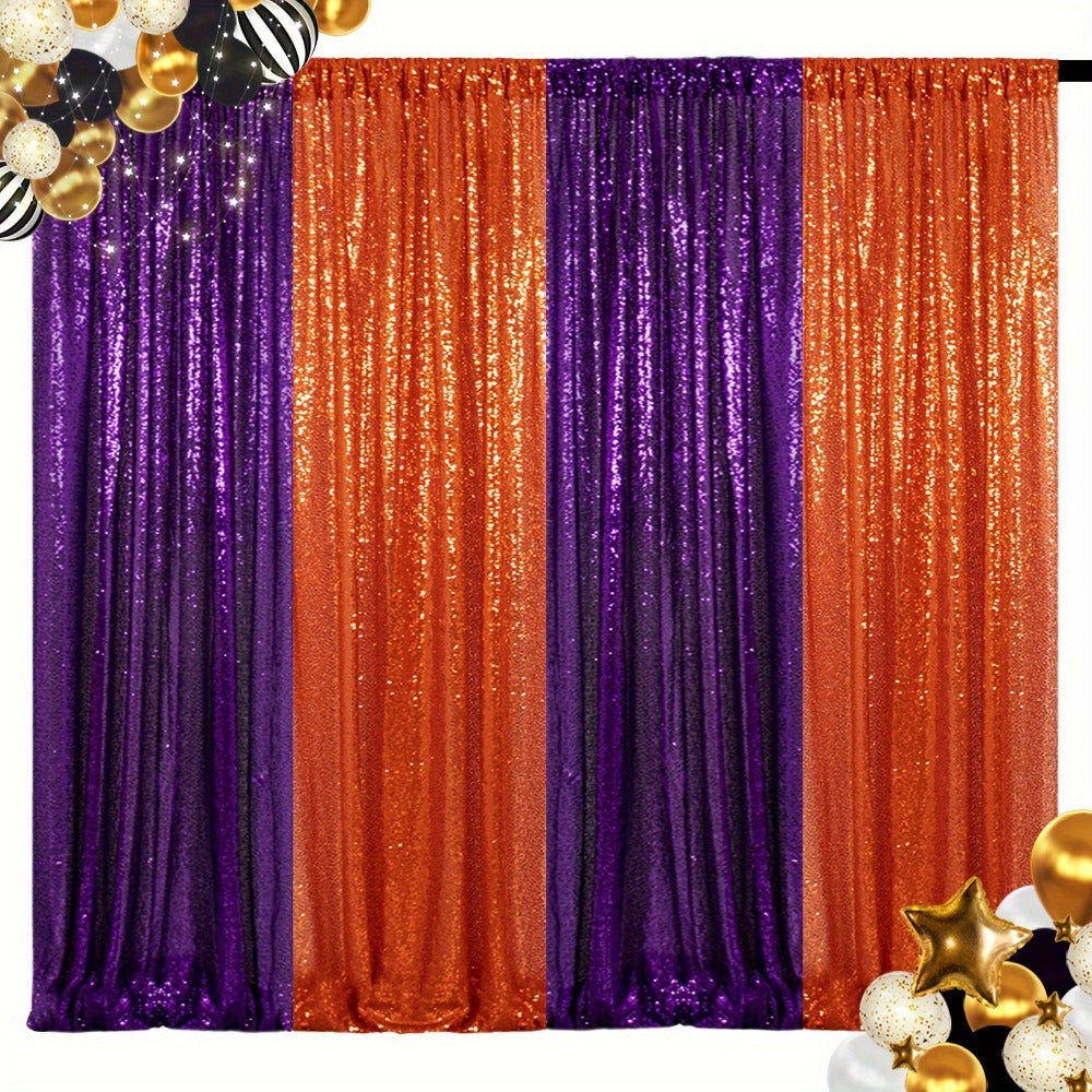 Sequin Backdrop Curtain 4 Panels 2FTx8FT – Shimmer Glitter Background for Wedding Party Photo Booth Decoration