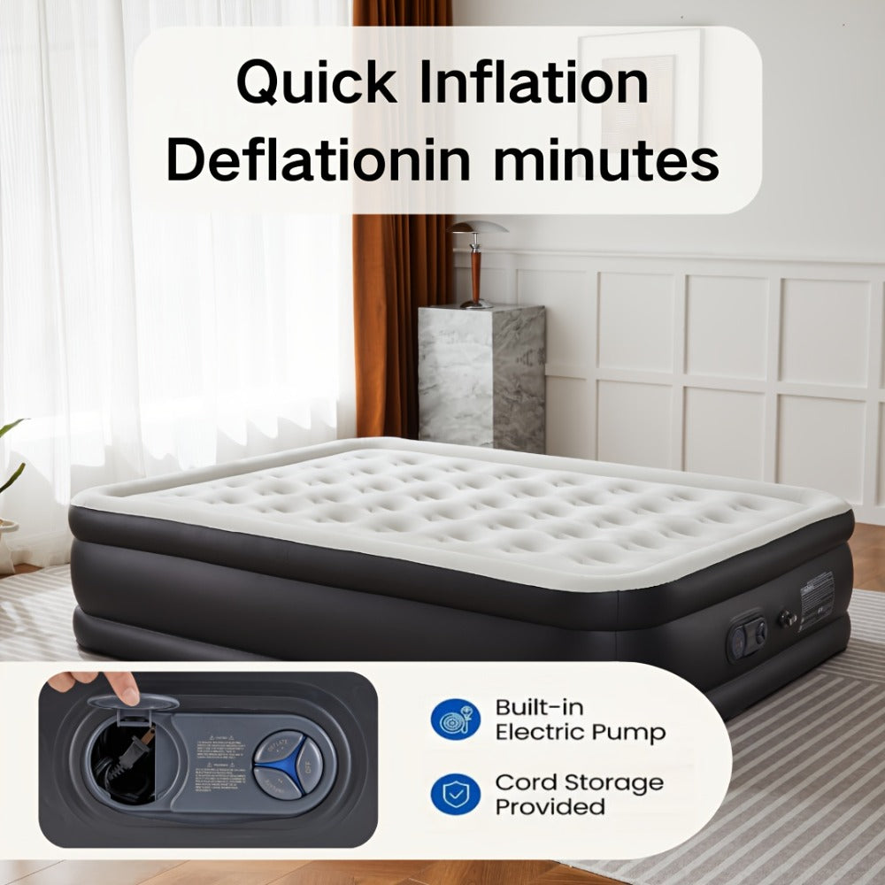 Air Mattress with Double-Height Profile and Side Inflation Panel in 75 × 39 or 80 × 60-Inch Options
