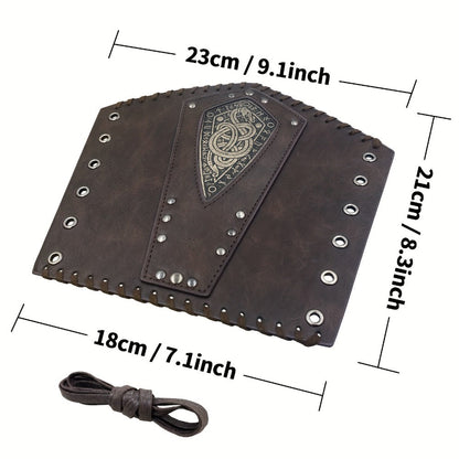 Two-Piece Faux Leather Norse Snake Wrist Guard Set, 23 x 12 cm Costume Bracers in Black or Coffee