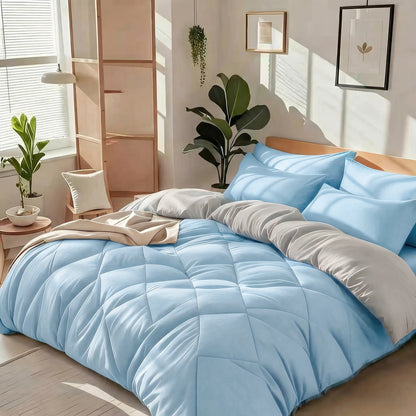 Diamond-Grid Microfiber Comforter Set with Pillowcases, 14 Color or Code Options and Twin, Queen or King Sizes
