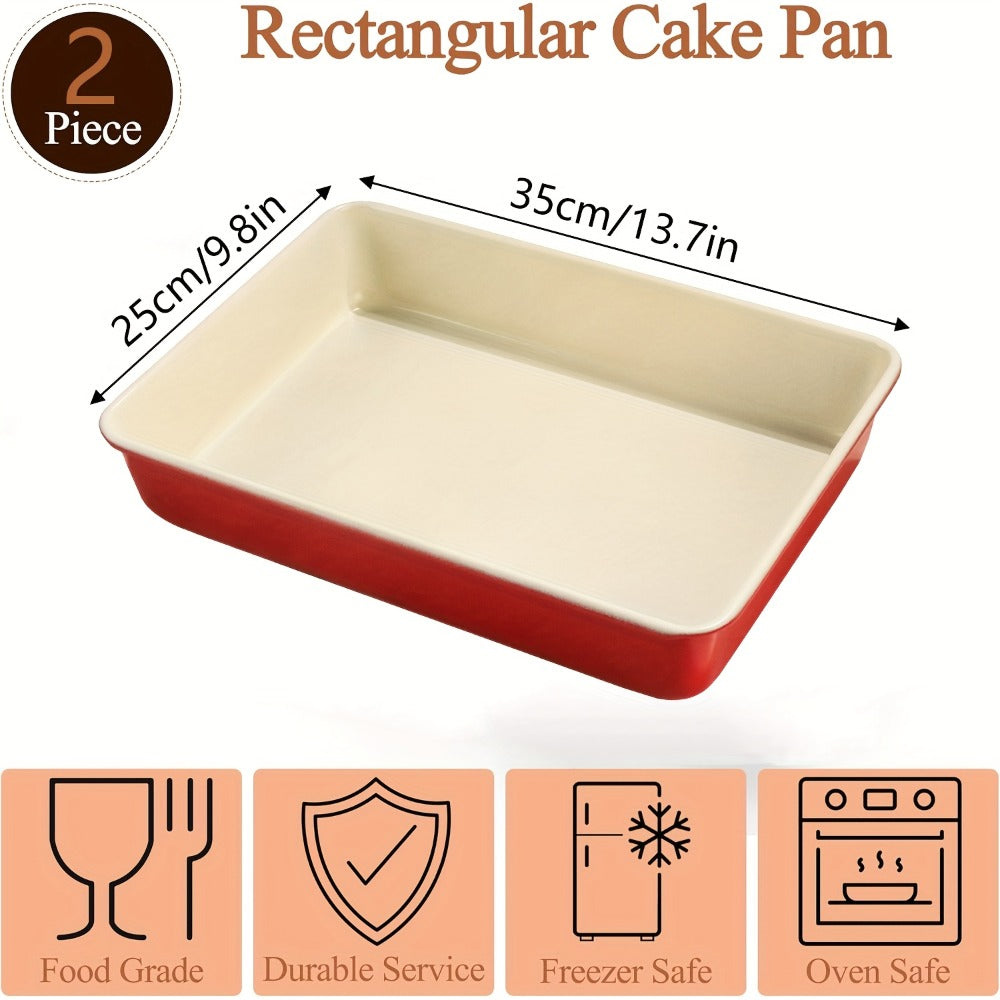 Non-Stick Baking Pan Set Carbon Steel Rectangular Deep Cake Pan Oven Safe Roasting Tray for Cookies Brownies