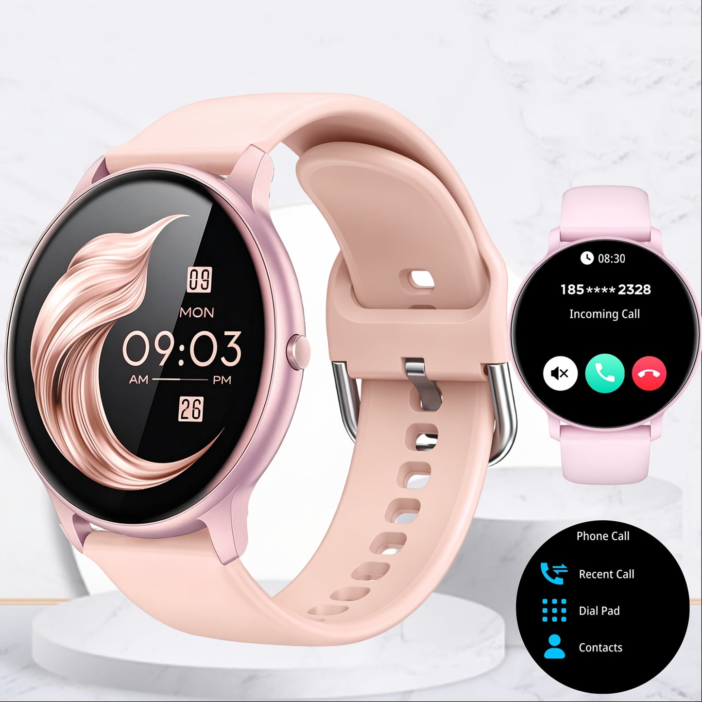 Smart Watch Round Display with Wireless Calling, Voice Assistant and Single or Two-Watch Options