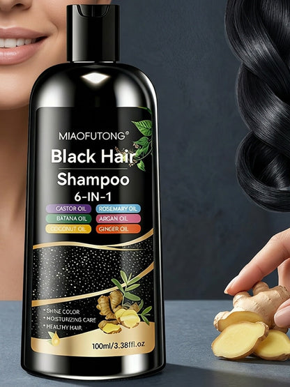 Hair Color Shampoo, MIAOFUTONG 6-in-1 100ml Black Color Bottle with a Single-Bottle Option