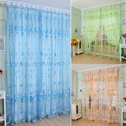 Two-Panel Sheer Tulip Window Curtain Set with Gathered Rod-Pocket Top, 79-Inch Length and Three Colors