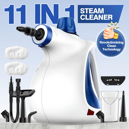 Steam Cleaner 11-in-1 Corded Handheld Kit with Long Hose, Detail Brushes and Window Cleaning Attachment