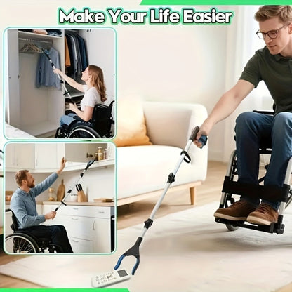 Foldable Reacher Grabber Tool with Magnetic Tip, 34-Inch Extended Reach and Blue Trigger Handle