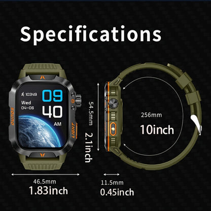 2.01" HD Compass Smartwatch for Men Women – Wireless Calling Outdoor Adventure Watch with LED Flashlight Fitness Tracker Pedometer Calorie Counter Long Battery Life Compatible with Android iPhone Couples Gift