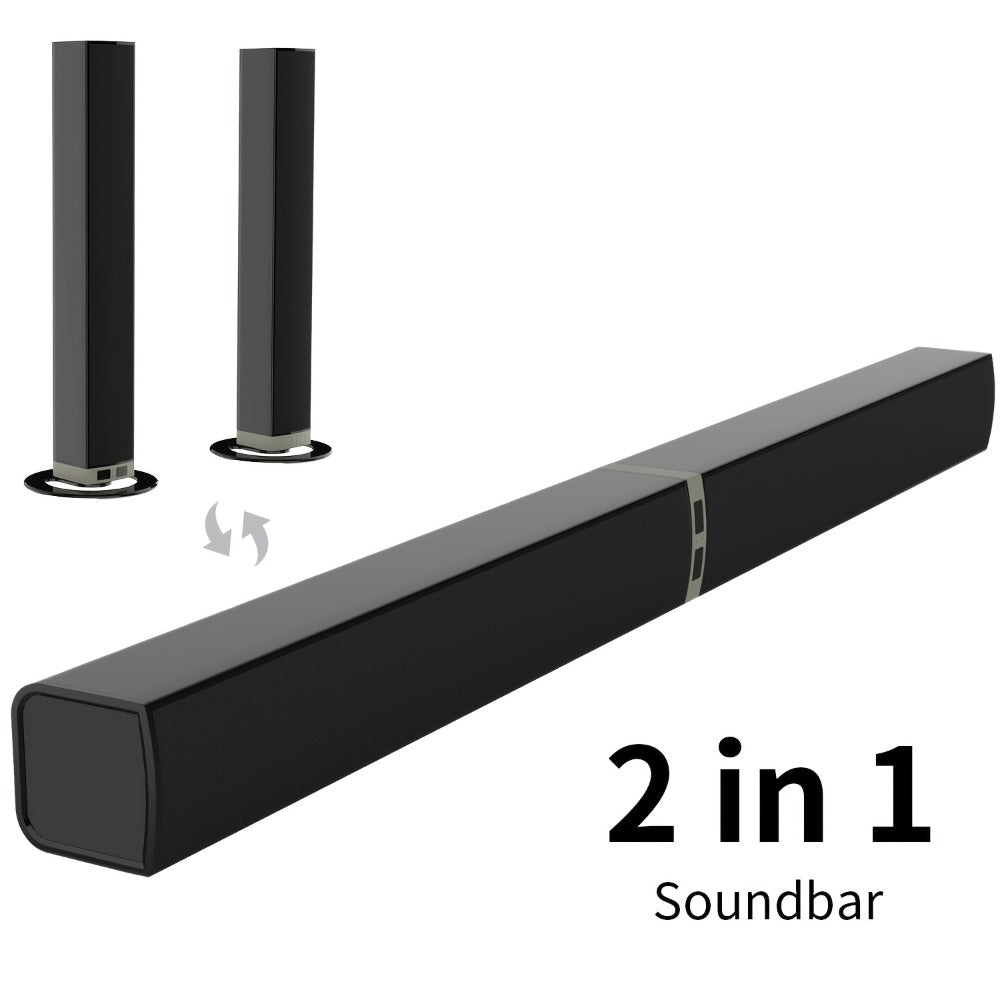 2-in-1 Separable TV Soundbar with Subwoofer – Surround Home Theater Sound Bar for Smart TV, ARC, Optical & AUX Connection, DSP Technology, Infrared Remote Control, Wireless Speaker System