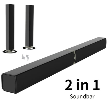 2-in-1 Separable TV Soundbar with Subwoofer – Surround Home Theater Sound Bar for Smart TV, ARC, Optical & AUX Connection, DSP Technology, Infrared Remote Control, Wireless Speaker System