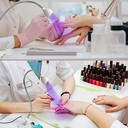 365nm-Labeled UV LED Nail Lamp with Clip Mount, Flexible Gooseneck, USB Cable and Black or White Finish