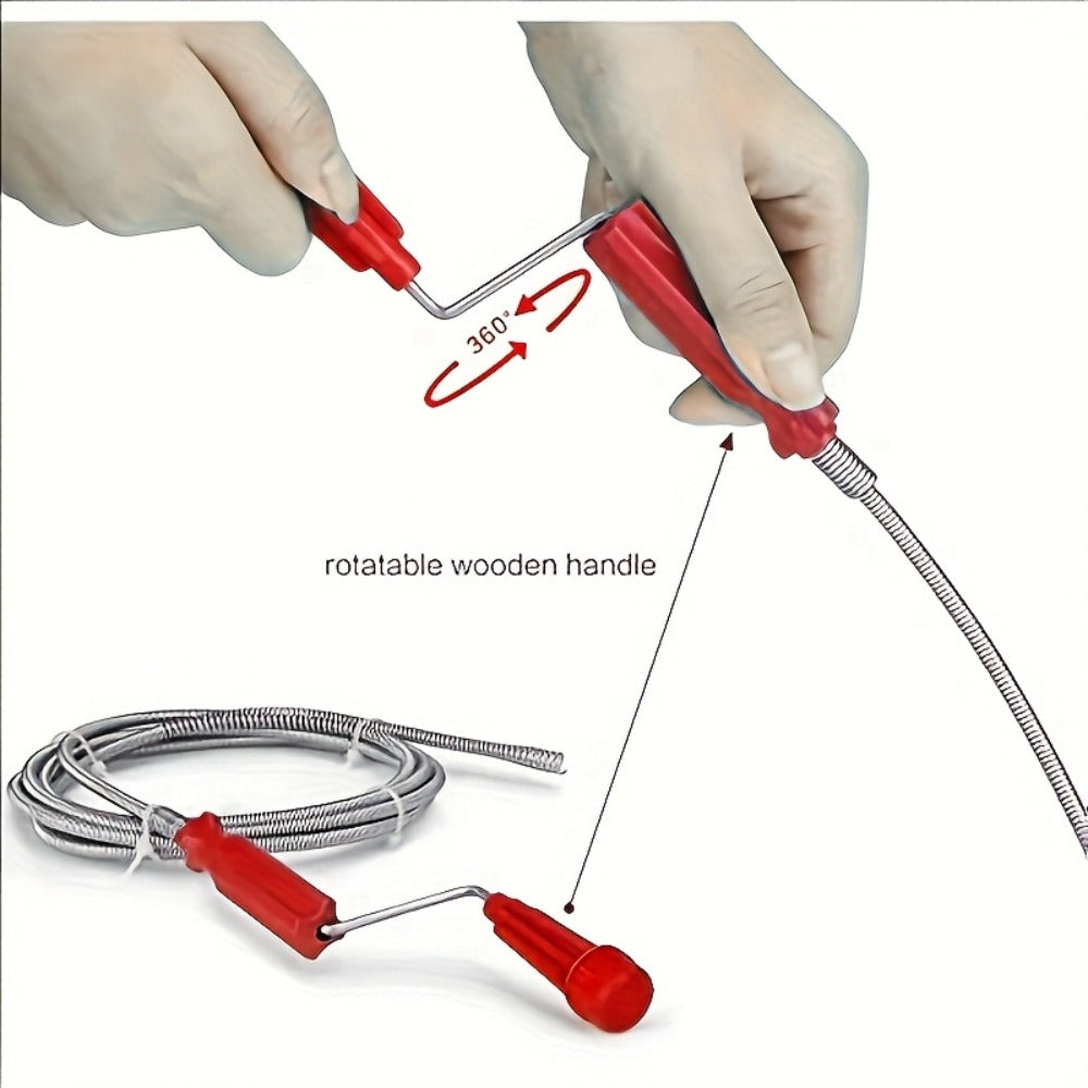 Drain Snake Pipe Cleaner – Flexible Drain Auger for Toilet, Sink, Shower & Sewer Clog Removal, Reusable Spring Wire Drain Unclogger
