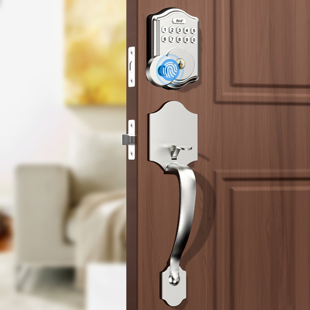 Keypad Deadbolt Lock Fingerprint Keyless Entry – Electronic Door Lock with Code Fingerprint & Key, 300 Users Temporary Code for Front Door Home Office