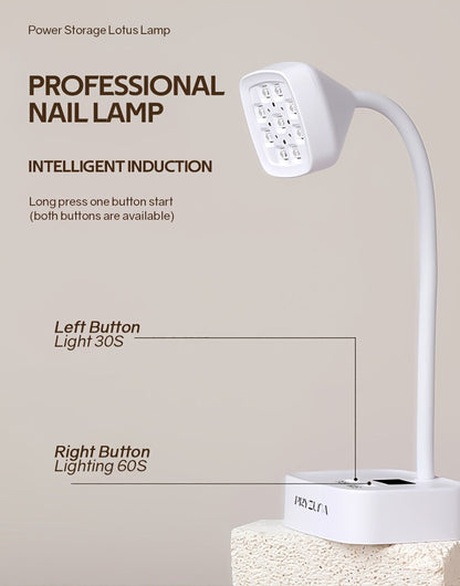 Gooseneck Stand LED Nail Lamp with Nine Dual-Light Beads, LCD Base, Two Timers and Type-C Charging