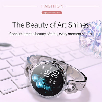 Smartwatch for Women with 1.09-Inch Round Touch Display, Rhinestone Bracelet and 100 Sport Modes