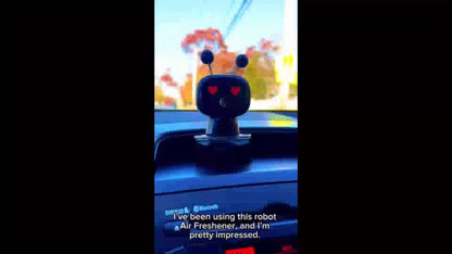 Robot Car Air Freshener USB Rechargeable – AI Expression Display, Auto Spray Synced to Car Start/Stop, 4-Level Fragrance Intensity Control, Green Gardenia Scent, Vent Clip Diffuser, Cute Car Decoration Gift