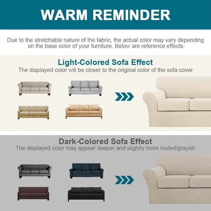 Sofa Cover Grid Jacquard Elastic Full-Cover Slipcover with Anti-Slip Fit for 1 to 3 Seats and XL Sofas