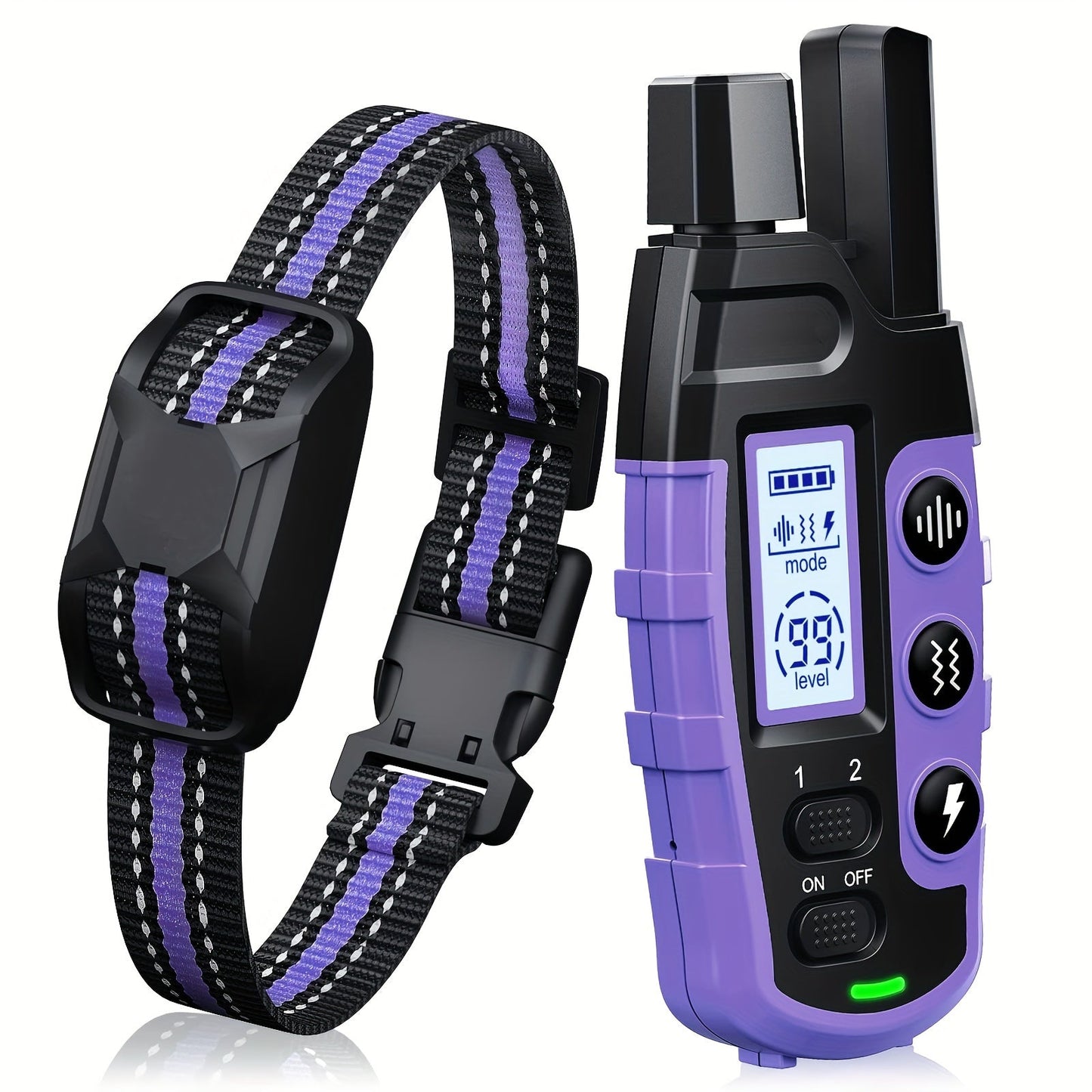Dog Training Collar with Remote 3300ft Range – Rechargeable E-Collar with Vibration, Static & Beep Modes | Adjustable Nylon Strap for Small to Large Dogs 5–150 lbs | 1 Dog or 2 Dog Options | Purple