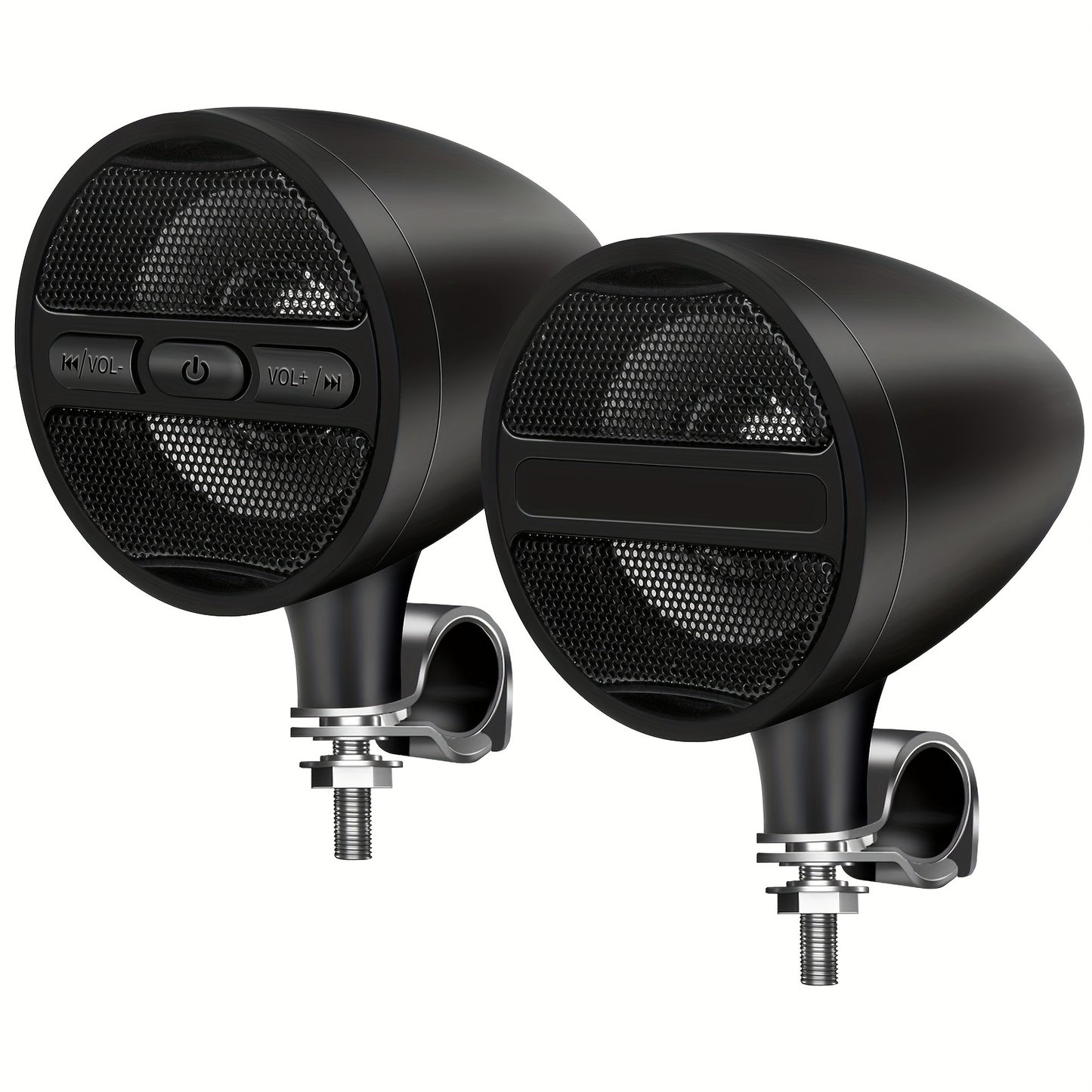Motorcycle Handlebar Speaker 12V Stereo Audio System with MP3 USB FM Radio Handlebar Mount for Off-Road Dirt Bike ATV Cruiser Waterproof Music Player Black