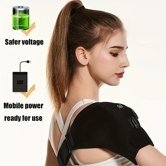 Heated Shoulder Massager with 3 Vibration Modes – USB Rechargeable, Wireless, Heat Therapy Neck Shoulder Wrap, Gift for Men Women Seniors