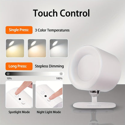 Magnetic LED Wall Sconce with 360-Degree Rotation, Three Color Temperatures and One or Two-Light Options