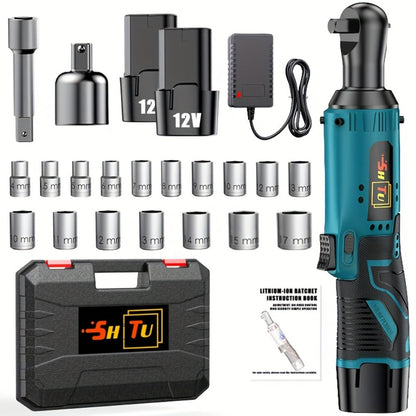 Power Tools YUNXI 12V Brushless Cordless Ratchet Wrench Kit with Batteries, Charger and Accessory Options