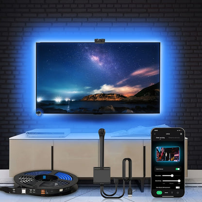 RGB TV Backlight LED Strip Kit, 149.61 Inches with Top-Mounted Screen Sensor, Control Module and App Interface