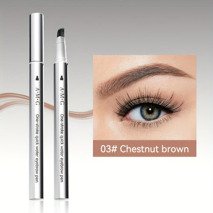 2-in-1 Eyebrow and Hairline Pen with Dense Multi-Fork Brush, Pointed Tip and Three Brown-to-Black Shades