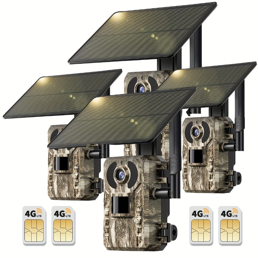 4G LTE Solar Trail Camera with App Alerts, Live View and Built-In SIM in One- to Four-Camera Packs