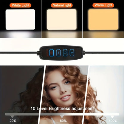 LED Ring Light 10 Inch with Stand Dimmable Fill Light for Vlogging Photography Makeup Selfie Live Streaming Video Conferencing Photo Studio Speedlight