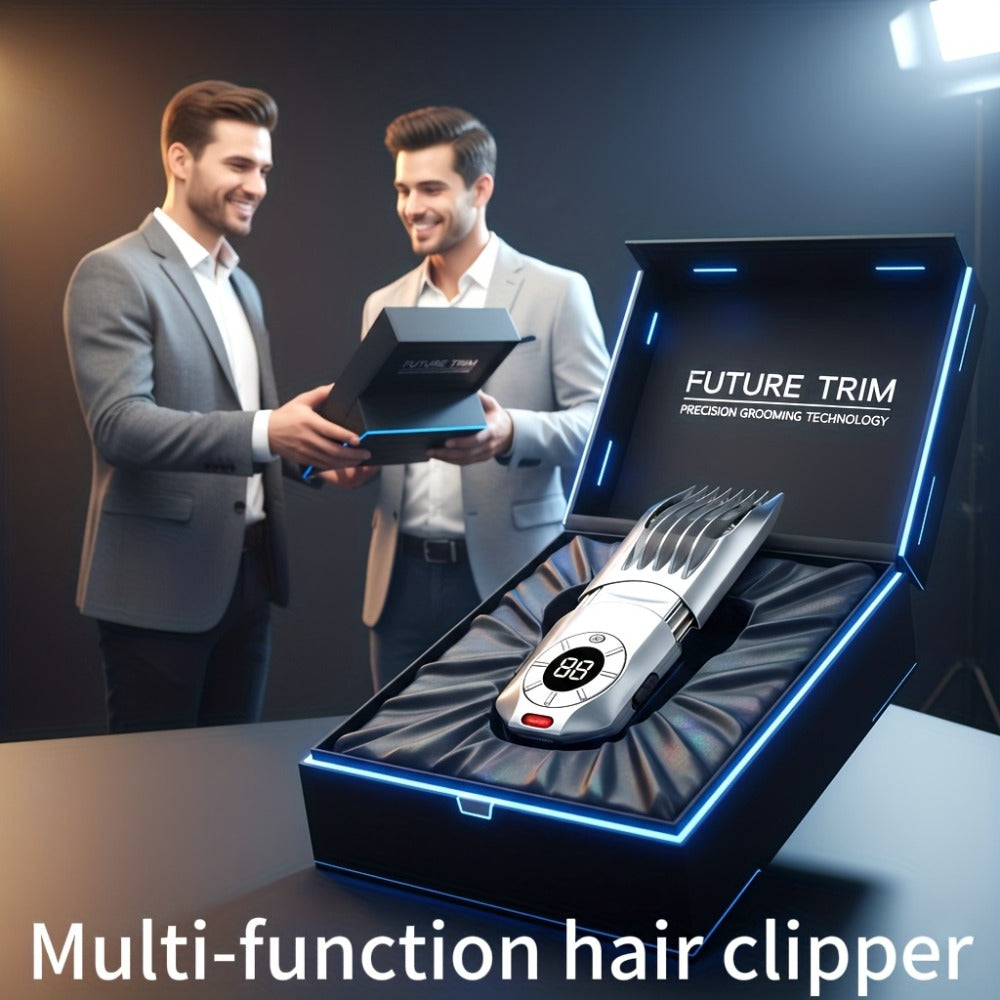 Professional Electric Hair Clipper Set for Men — 5-Speed LED Display Rechargeable Beard Trimmer & Hair Carving Kit, Cordless Home Barber Grooming Set, Father's Day Gift for Men