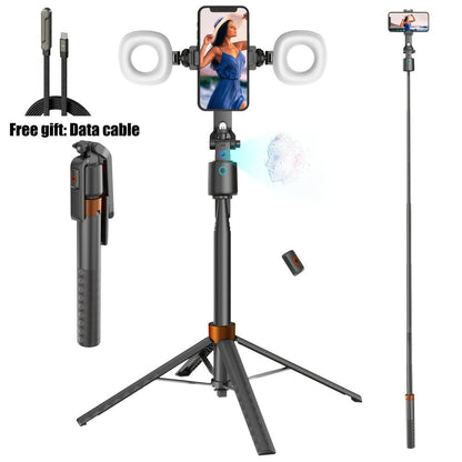 71 Inch AI Face Tracking Selfie Stick Tripod with Built-In Fill Lights & Wireless Remote – 360° Auto Rotating 2-in-1 Extendable Stand for iPhone Android, TikTok YouTube Live Streaming Fitness Vlogging