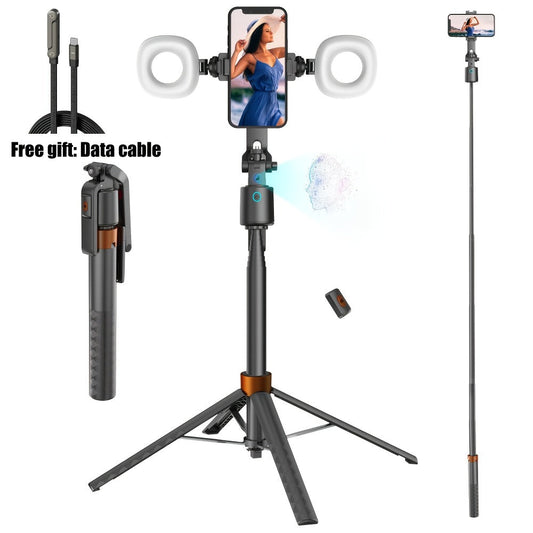 71 Inch AI Face Tracking Selfie Stick Tripod with Built-In Fill Lights & Wireless Remote – 360° Auto Rotating 2-in-1 Extendable Stand for iPhone Android, TikTok YouTube Live Streaming Fitness Vlogging
