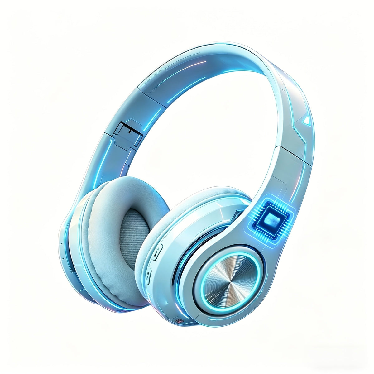 LED Light Over-Ear Wireless Headphones Deep Bass Subwoofer, Active Noise Cancelling Foldable Headset Bluetooth 5.3