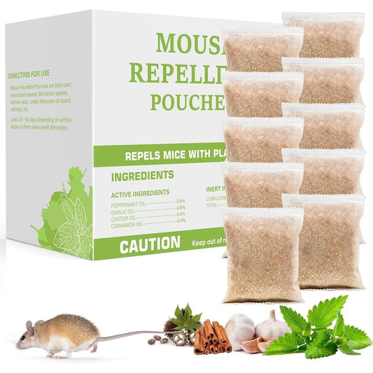 Peppermint Rodent Repellent Pouches 10/12 Pack, Mouse Mice Rat Spider Squirrel Repellent, Pest Control Pouches for Indoor Outdoor Home Garage