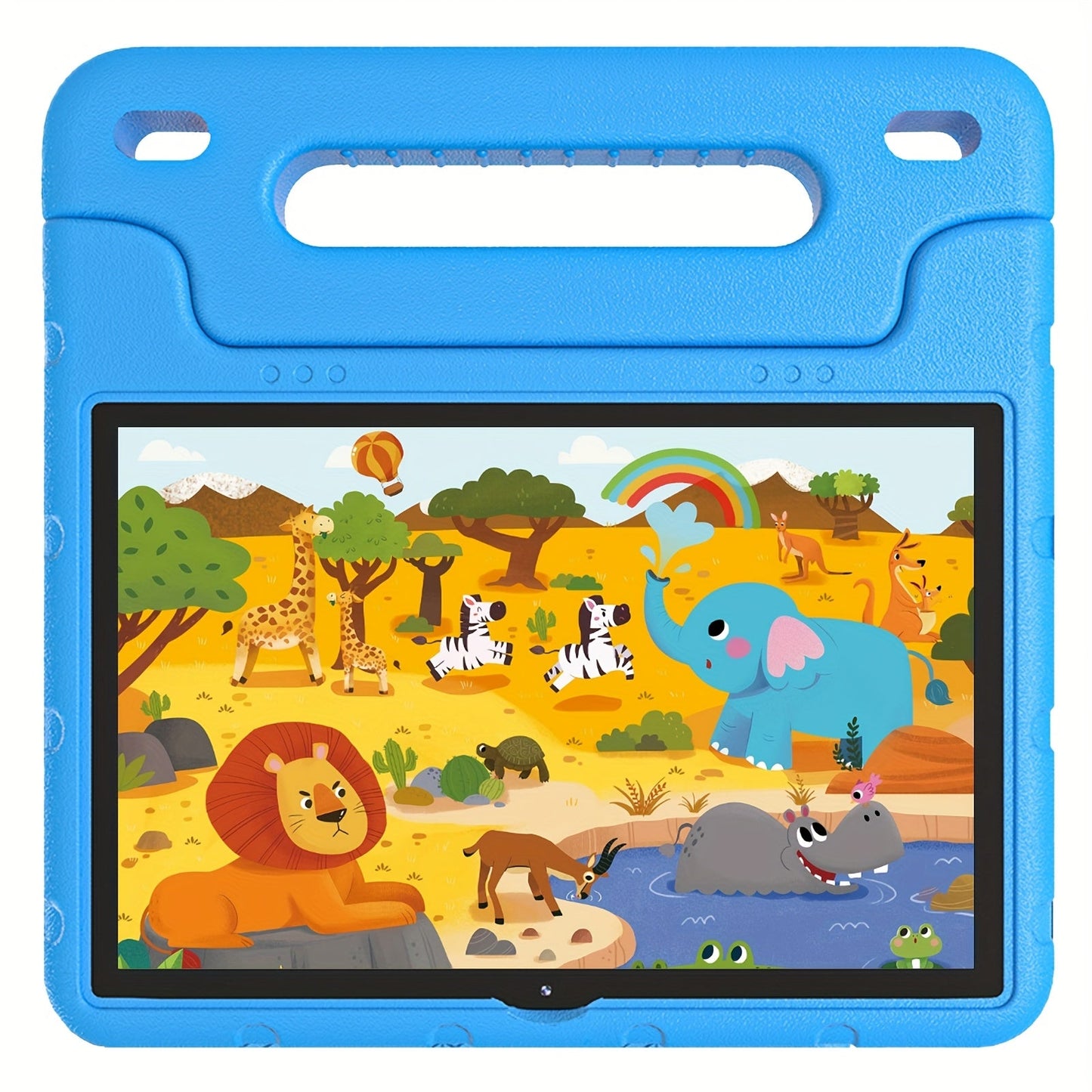 Kids Tablet 10 Inch Android 13 2GB RAM 64GB Storage 512GB Expandable WiFi Dual Camera Preloaded Educational Apps Parental Controls Shockproof Case for Boys Girls Blue Red