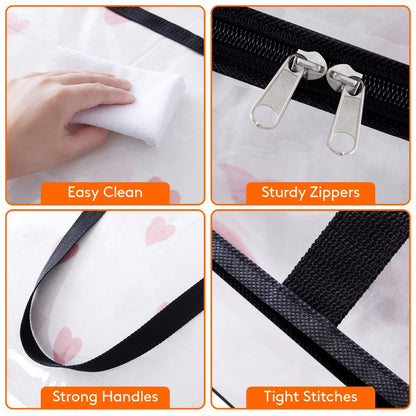Clear Vinyl Storage Bags with Zipper Closure - 10.57 Gal Large Capacity Under-Bed Organizer for Clothes, Bedding, Blankets & Duvets, 4pcs Foldable Moving Storage Containers