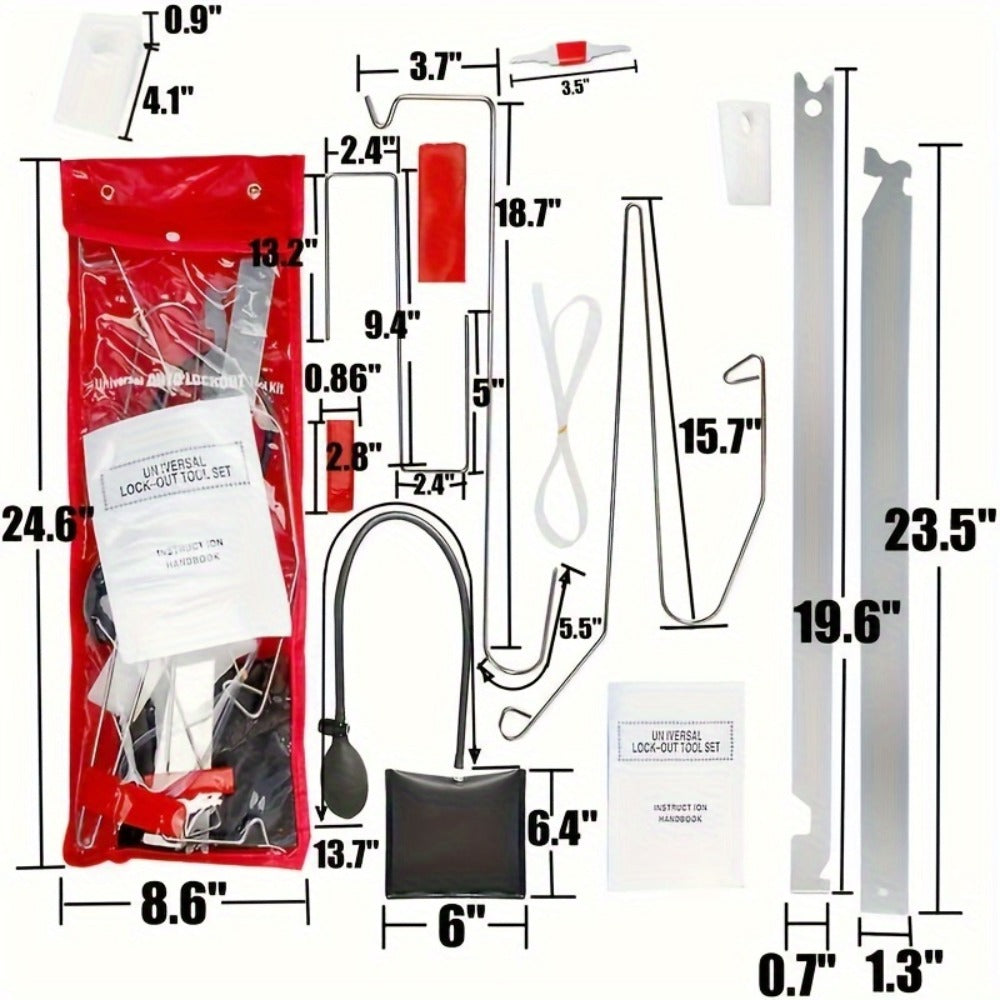 Car Door Opening Tool Kit with Air Bag - 9+1 Piece Professional Auto Lockout Emergency Repair Set for Slim Jim Lock Pick Wedge Vehicle Entry