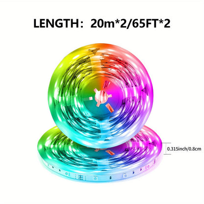 RGB LED Light Strip 50ft 100ft 130ft 16 Million Colors Music Sync – App & 24-Key Remote Control, Color Changing LED Strips for Bedroom, Game Room, Dorm & Party Decoration