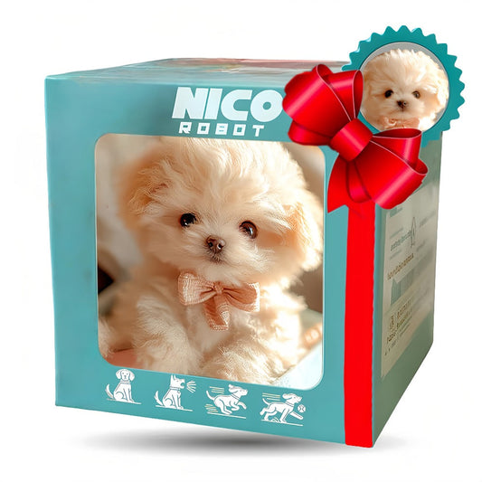 White Realistic Robot Dog Toy – Interactive Walking, Barking & Tail Wagging, Expressive Eyes, Soft Plush Biomimetic Pet, Gift Box Included, Halloween Christmas Easter Birthday Gift for Kids Girls Boys