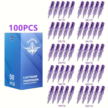 Disposable Tattoo Needles Mixed Size Sterilized RL RS M1 0.35mm – Safety Tattoo Needle Set for Tattoo Artists and Beginners, Body Art Supplies 30 40 100 Piece Bulk Pack