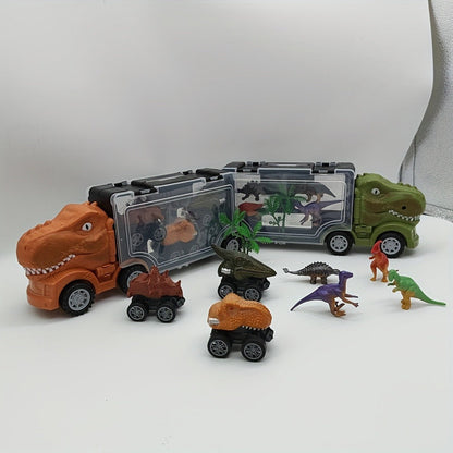 T-Rex Dinosaur Carrier Truck Playset with Mini Cars, Figures and Standard or Upgraded Package Options