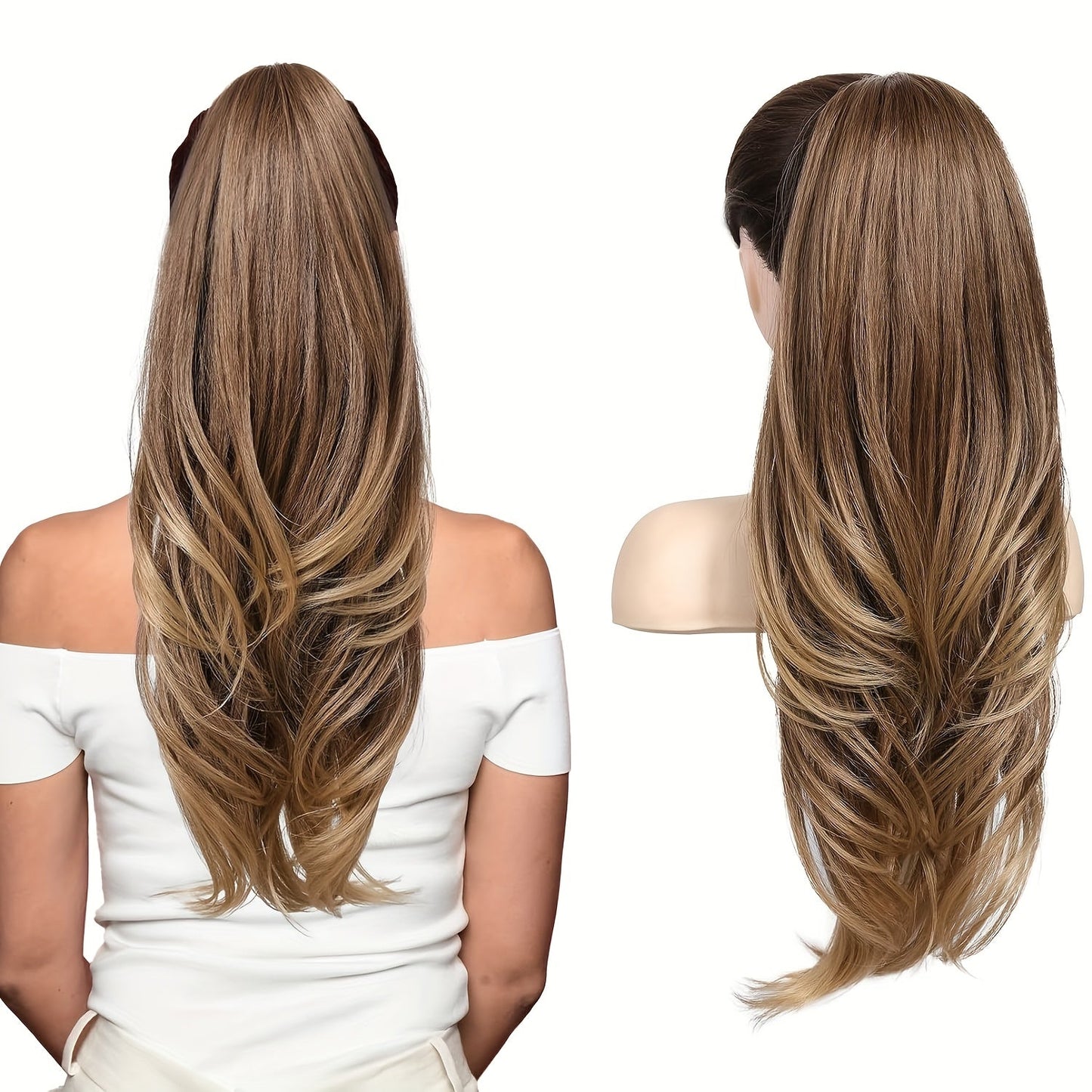 26-Inch Drawstring Wavy Ponytail Extension with Wraparound Clip in Ten Color and Style Options