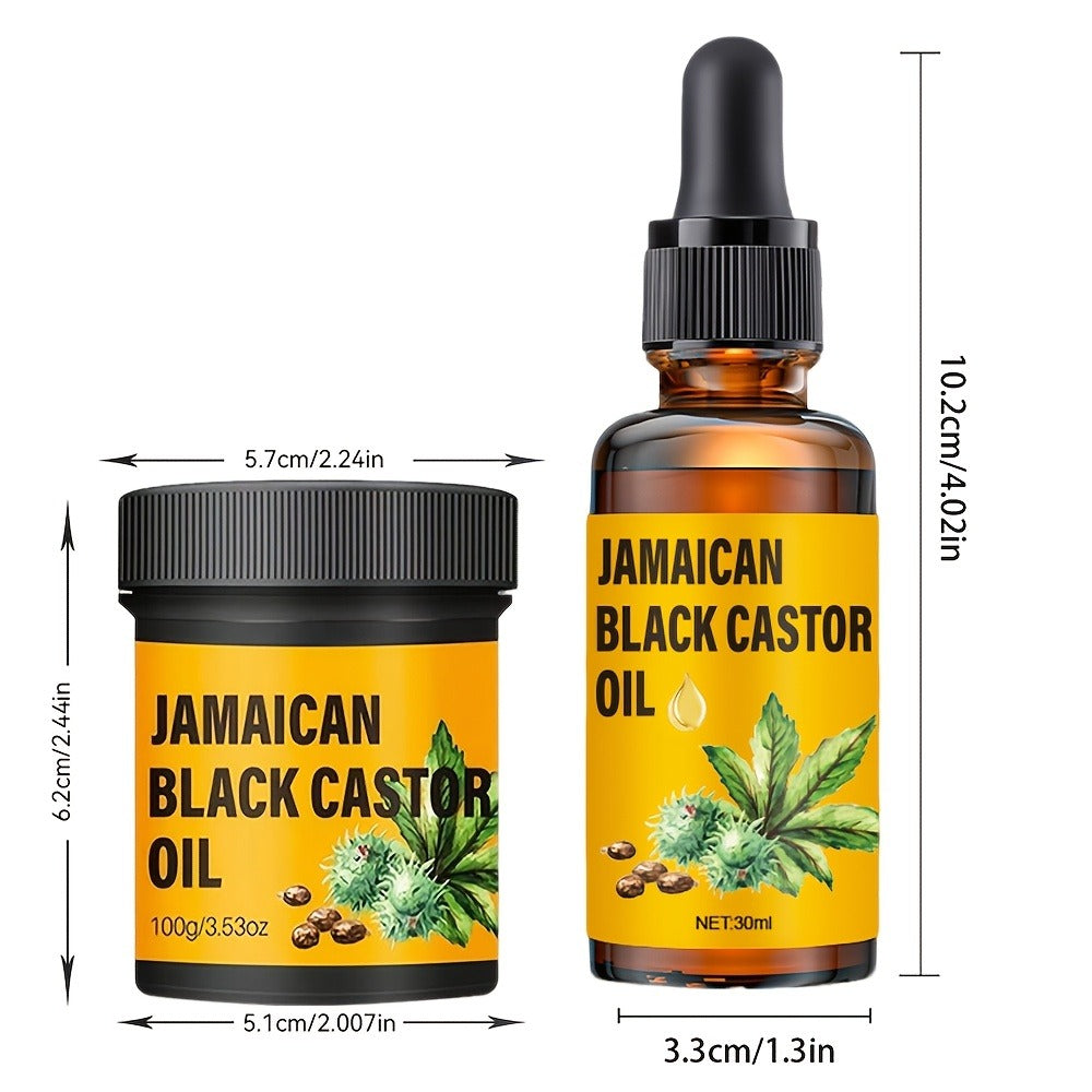 Two-Piece Jamaican Black Castor Oil Hair Care Set with Coordinated Oil and Cream Containers