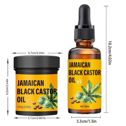 Two-Piece Jamaican Black Castor Oil Hair Care Set with Coordinated Oil and Cream Containers