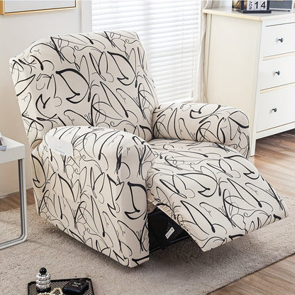 Recliner Slipcover Set, Four-Piece Polyester-Spandex Cover with Side Pocket in Ten Printed Options