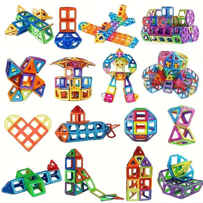 Magnetic Tiles 67-Piece Bicolor Open-Frame Geometry Building Set with Curves, Squares and Triangles
