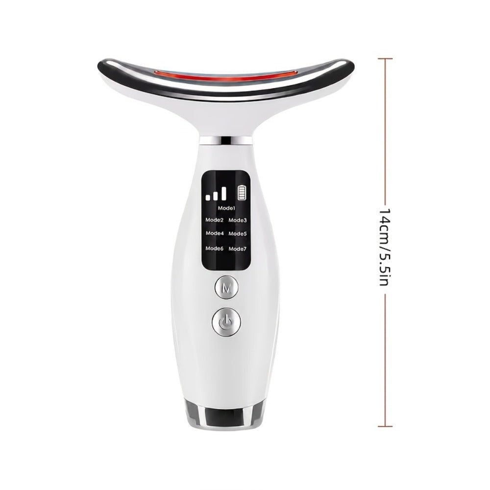 Face Neck Massager Rechargeable Beauty Device - 7 Massage Modes Electric Facial Lifting Tool for Women - Anti-Aging Skin Tightening Neck Firming Massager Gift for Mom