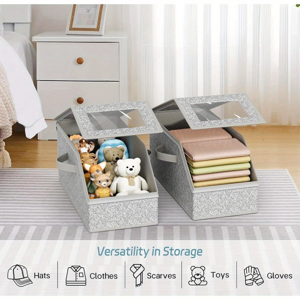 Stackable Baseball Cap Storage Box with Clear Viewing Window – Hat Organizer for Closet Holds Up to 30 Caps, Space-Saving Design for Hats, Underwear, Socks & Toys – For Men & Women (2 or 4 Pack)